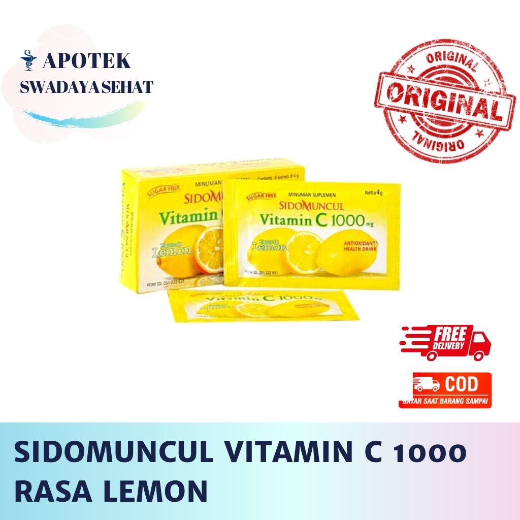 SIDOMUNCUL VITAMIN C 1000 Lemon Box dan Sachet