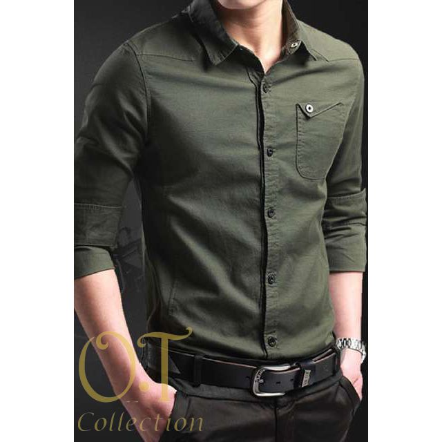 Riviera Clothing Kemeja Stripe Pria Lengan Pendek Kemeja Salur Pr EI332 [Miller Army Ot] Pakaian Pr