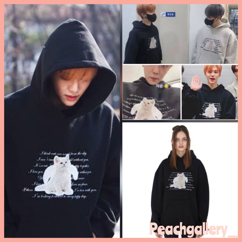 Hoodie "ANGEL CAT" NA JAEMIN & JENO NCT OUTFIT JAKEET ITZAVIBE GAMBAR KUCING KOREAN KPOP FASHION STY