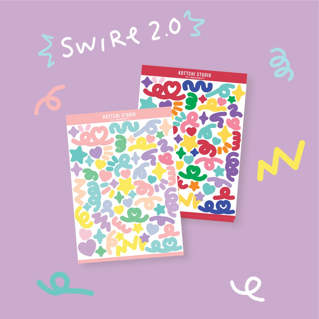 

Kottchi Studio Swril Confetti Doodle 2.0 Sticker Sheet Bujo Polco Deco Stiker Dekorasi Polaroid