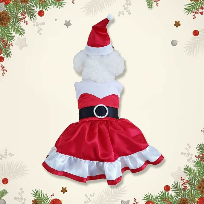 Sexy Santa Baju Natal Anjing Kucing Dog Cat Christmas Costume Cosplay