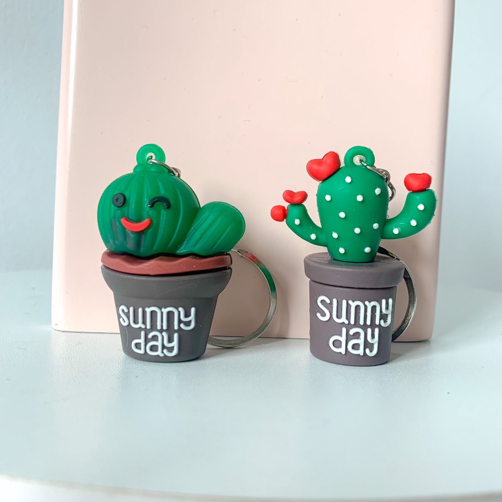 GANTUNGAN KUNCI KAKTUS SUNNY DAY SOUVENIR IMUT BENTUK CACTUS TERMURAH KUALITAS IMPORT PREMIUM READY GROSIR &amp; COD