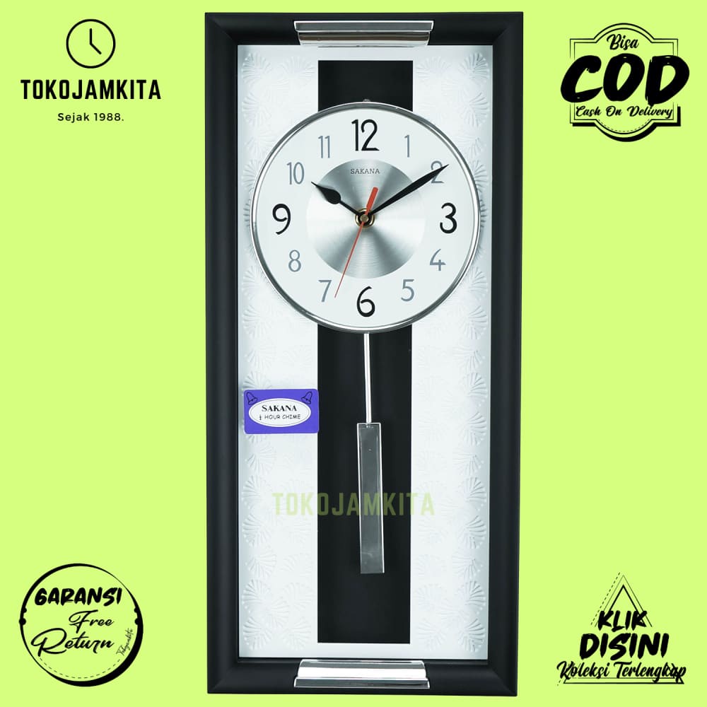 Jam Dinding Bell & Bandul Dekorasi Dinding Minimalis Lucu Sakana 389 A Besar