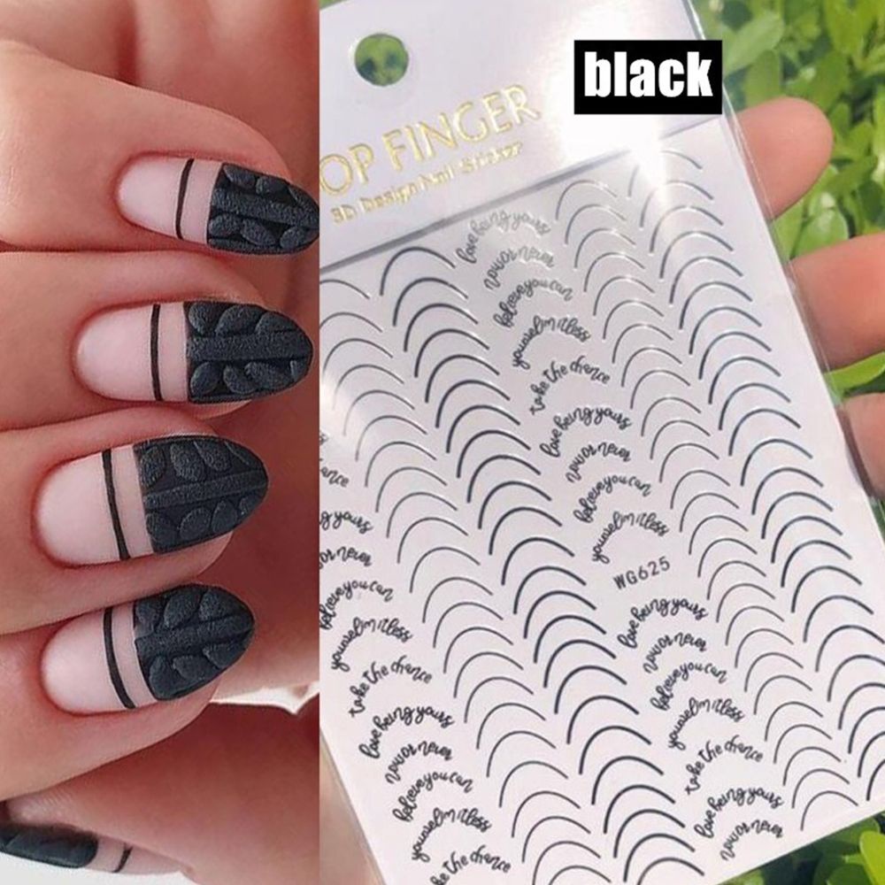 Mxbeauty Stiker Kuku Motif Garis Geometri 3d Warna Emas Untuk Dekorasi Nail Art / Manicure Diy