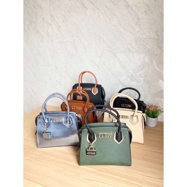 Tas Selempang Kulit Wanita GS Leather Top Handle Slingbag Premium Import, Hitam Black Hijau Green Pe