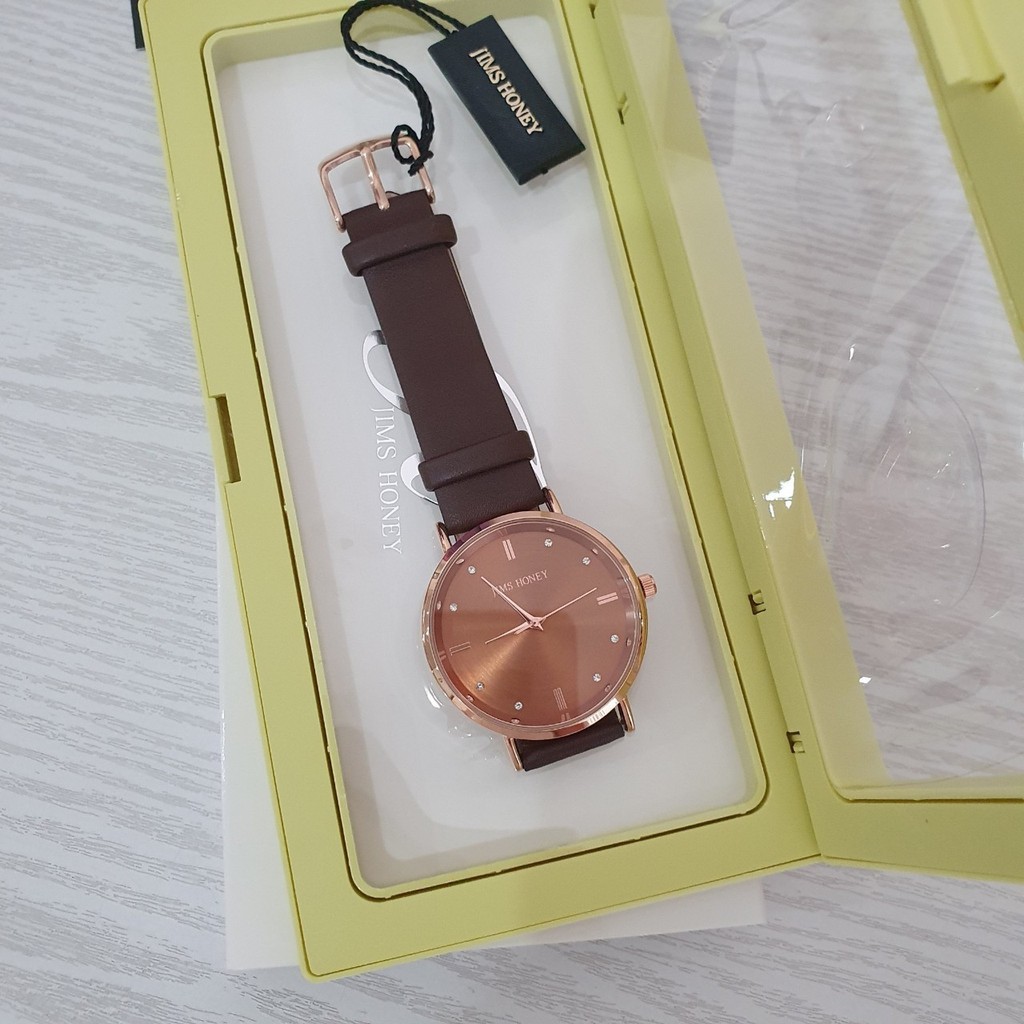 Jam 8123 JIMS HONEY ORIGINAL Jam Tangan Wanita Cewek Keren Analog Elegan Masa Kini Aksesoris Murah-L04 Brown Gold