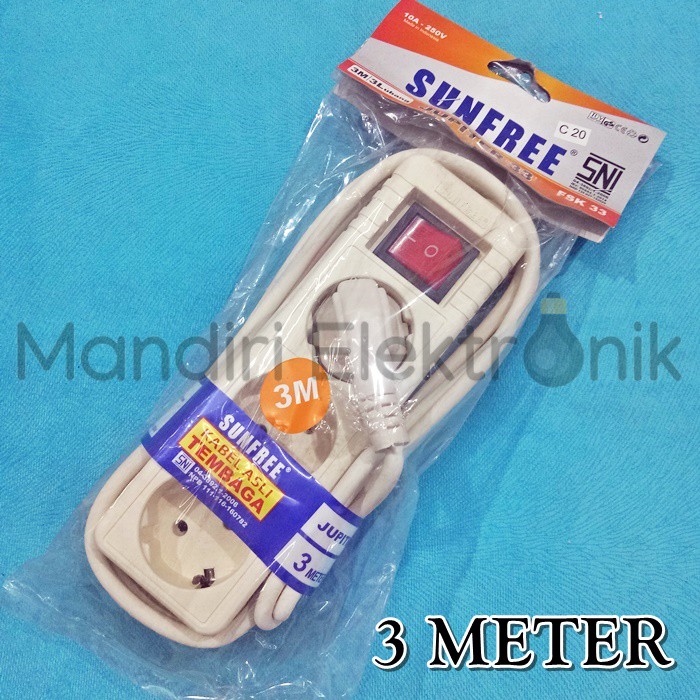 Stop Kontak Kabel 3 Lubang 3 Meter / Stopkontak + Saklar 3 Lubang 3 M