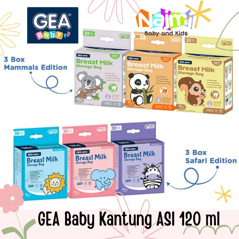 GEA BABY Breastmilk Storage Kantong kantung ASI ASIP Susu isi 30 pcs ukuran 120ml 200ml 250ml