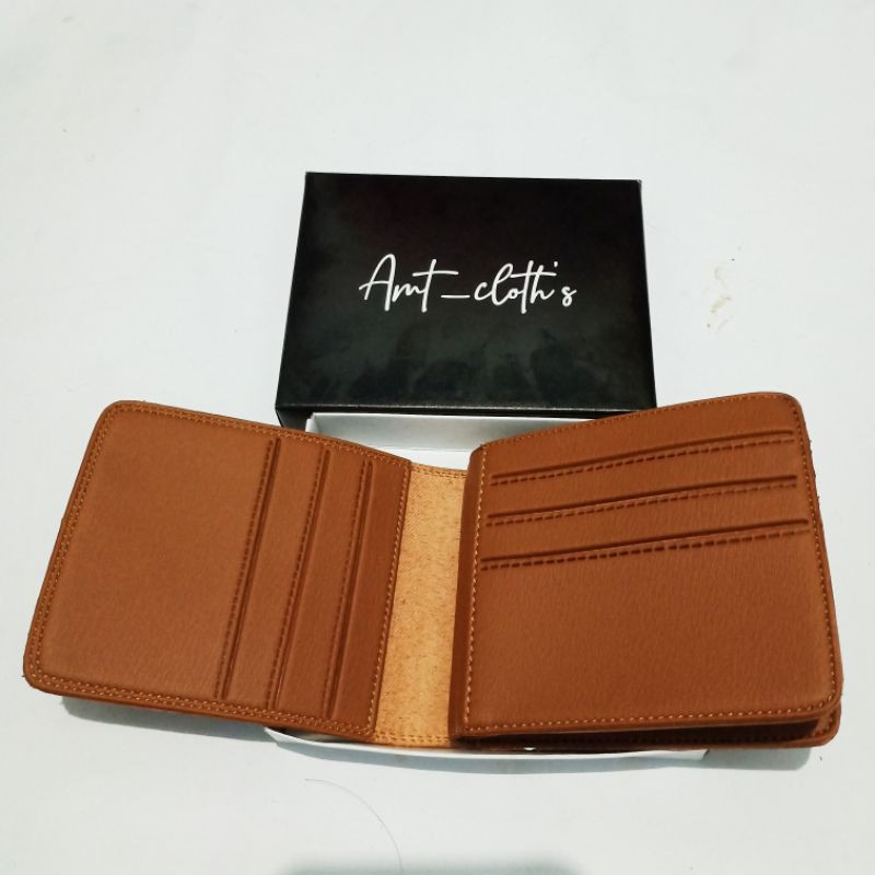 DOMPET PRIA SEMI KULIT AMT 02 POLOS PENDEK COKLAT MUDA