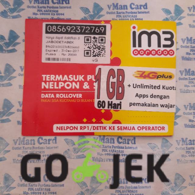 KARTU PERDANA INDOSAT/IM3 1GB + UNLIMITED APLIKASI
