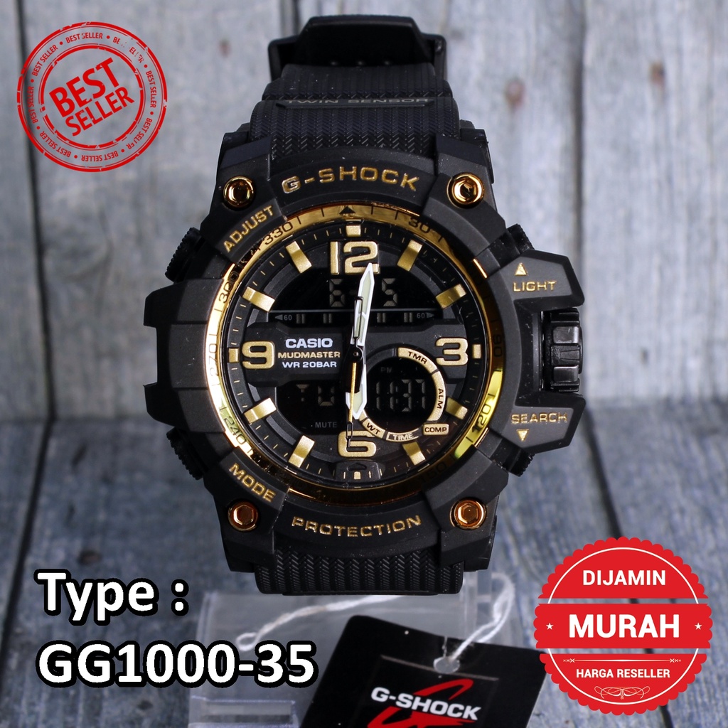 G Shock GG-1000 Army Jam tangan digital dual time pria &amp; anak anak anti air sporty hijau cream army