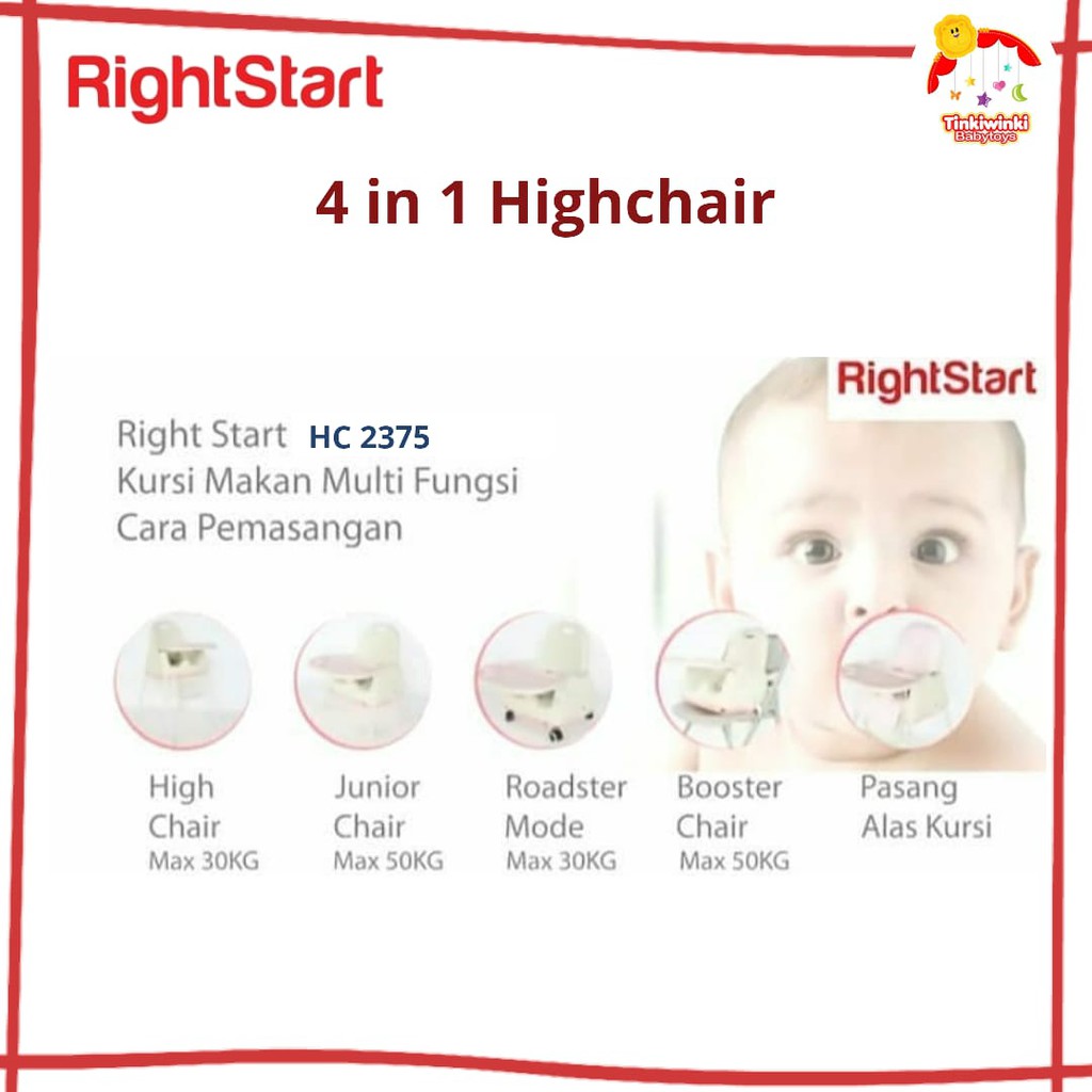 RIGHT START 4in1 Highchair HC 2375 UPGRADED Kursi Makan Bayi NEW ARRIVAL