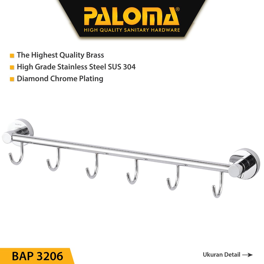 PALOMA BAP 3206 Kapstok Gantungan Baju Handuk Rak Hanger Mandi 6 Kait
