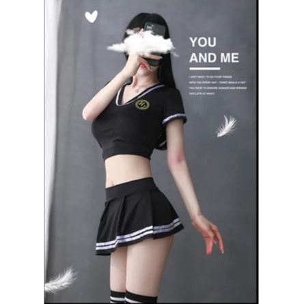 (COD) Sexy Lingerie Wanita Seragam Cosplay JK Rok Mini Set 3A396