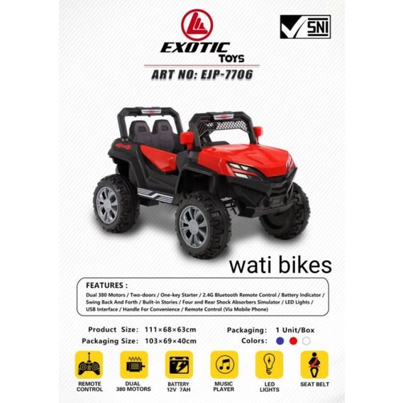 Mobil aki anak jeep ATV Exotic EJP 7706 7706+