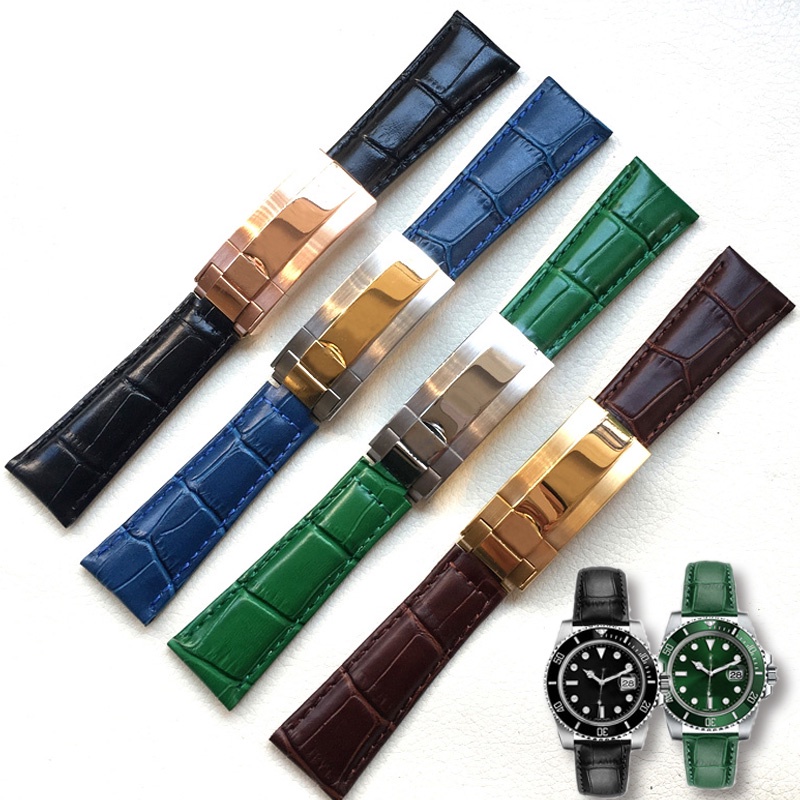 Watch Band For Rolex SUBMARINER Yacht-Master DAYTONA GMT Crocodile Grain Leather Men Strap Watch Acc