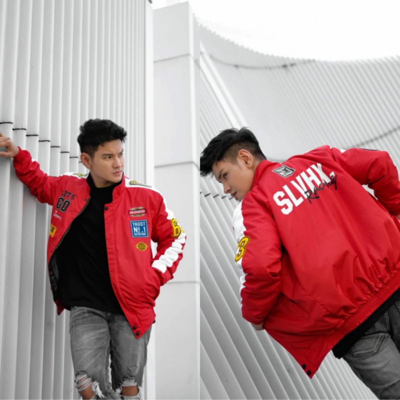 SOUTHWEEK | Nascar Jacket Motowear Racing Addiction - Jaket Motor Pria/Wanita-Full merah 002