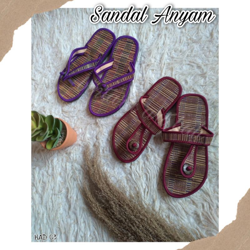sandal wanita sandal jepit anyam sandal anyaman pandan sandal rumah sandal murah