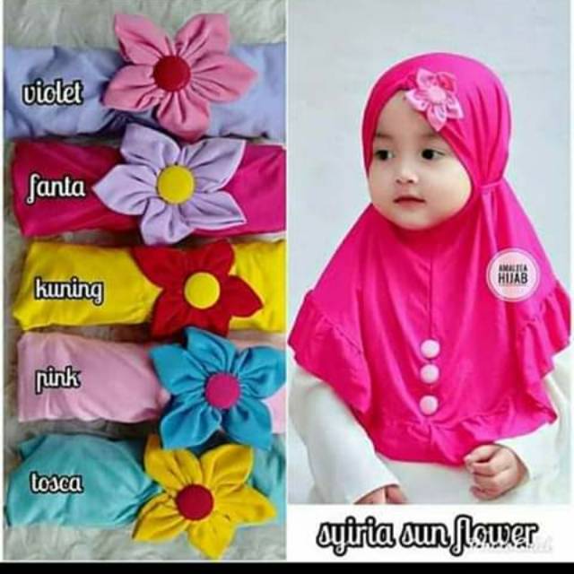 jilbab hijab anak bayi bunga matahari