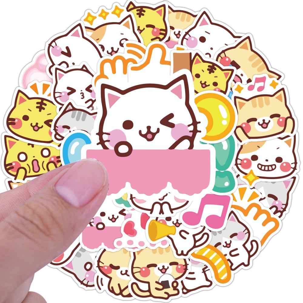 Kucing lucu stiker kartun kucing ekspresi Jurnal bahan cangkir air ponsel case epoxy PVC Tangan Buku