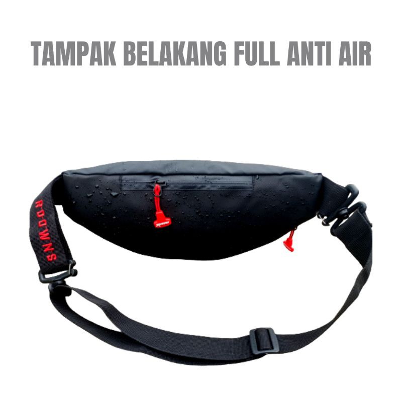 Tas Selempang Pria Waterproof Waist Bag Hezel Pria Anti Air Anti Sobek Roowns White