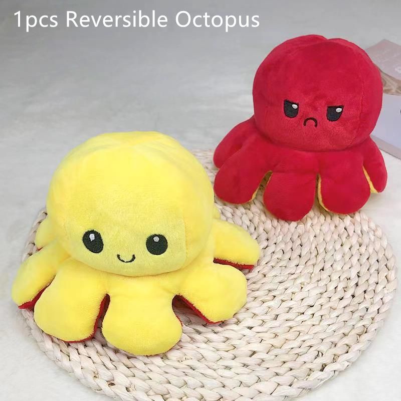 20cm Double-Sided Flip Reversible Octopus Plush Toy Marine Life Stuffed Animals Doll