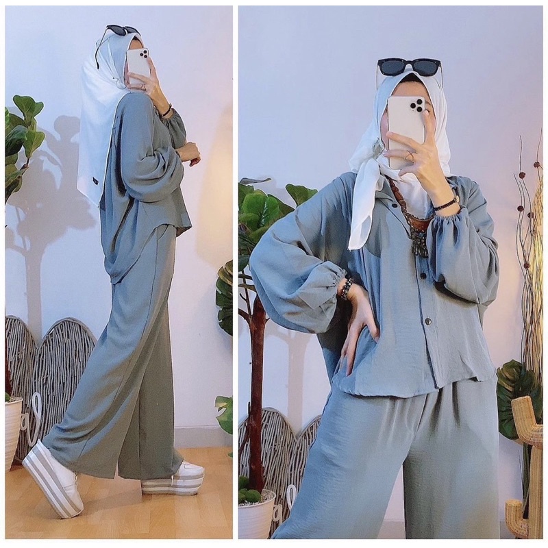 SETELAN KULOT WANITA TERBARU 2022/SET KULOT CRINCKLE/SET JUMBO OVERSIZE