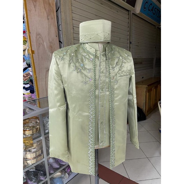 Sutrisno kebaya - Beskap Pengantin Mutiara Hijau Sage Beskap Pengantin Pria Beskap Payet Beskap Terb