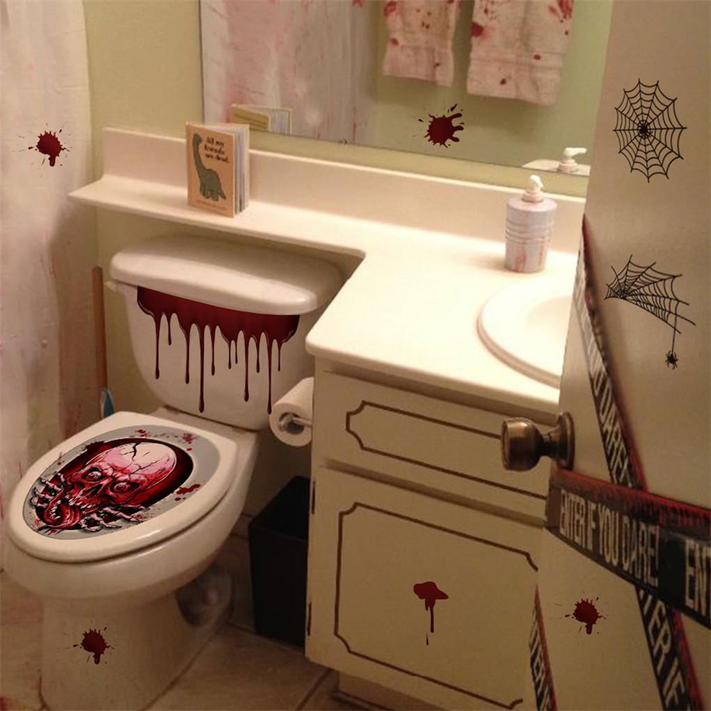 2pcs Stiker Cover Dudukan Toilet DIY Tema Halloween Untuk Dekorasi Rumah / Kamar Mandi (house2020)