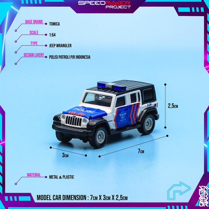 cusss order] Tomica Custom Jeep Wrangler Rubicon Polisi Indonesia PJR Diecast 1/64