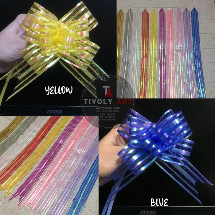 

Pita Tarik / Pita Kado / Pita Serut 32mm ORGANDI PELANGI isi 10 Pita Termurah