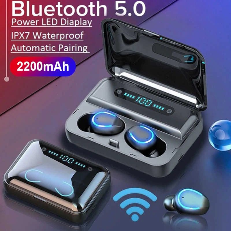 Earphone TWS F9-5  Fingerprint Bluetooth 5.0 HiFi Earphone Wireless Headset Display Earbuds Olahraga