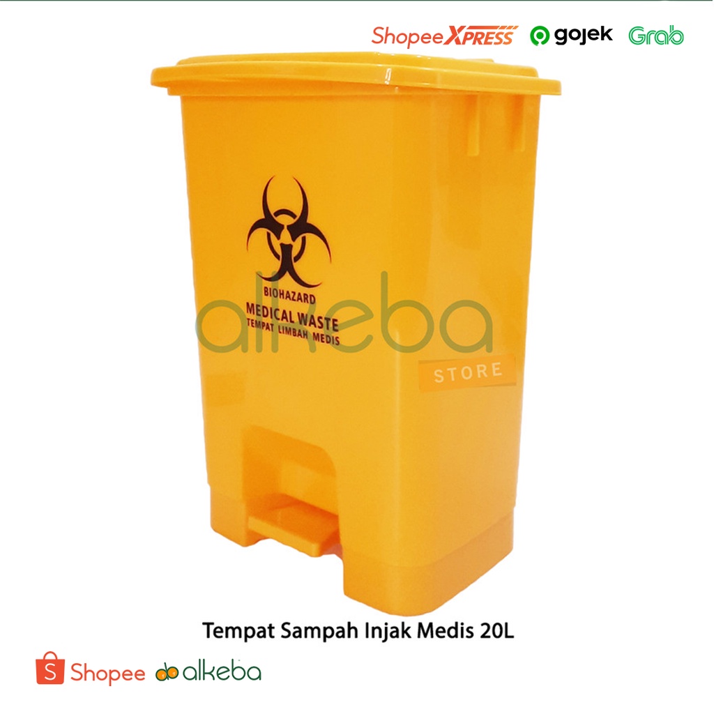 Tempat Sampah Injak 20L Pedal Medis Biohazard Medical Waste Container