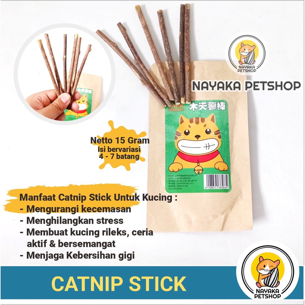 Catnip Stick Kayu Cat Nip Kucing Mainan Gigitan Kitten Stik Cat Toy Matatabi