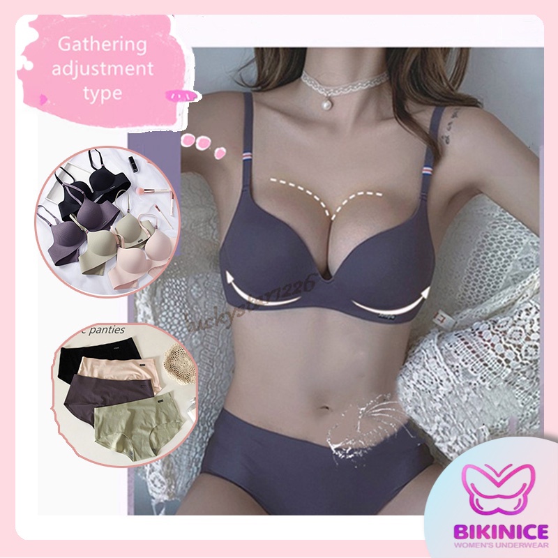 [IN STOCK] Women Underwear candy color,One piece Japanese girl underwear Seamless Gathered Bra 201