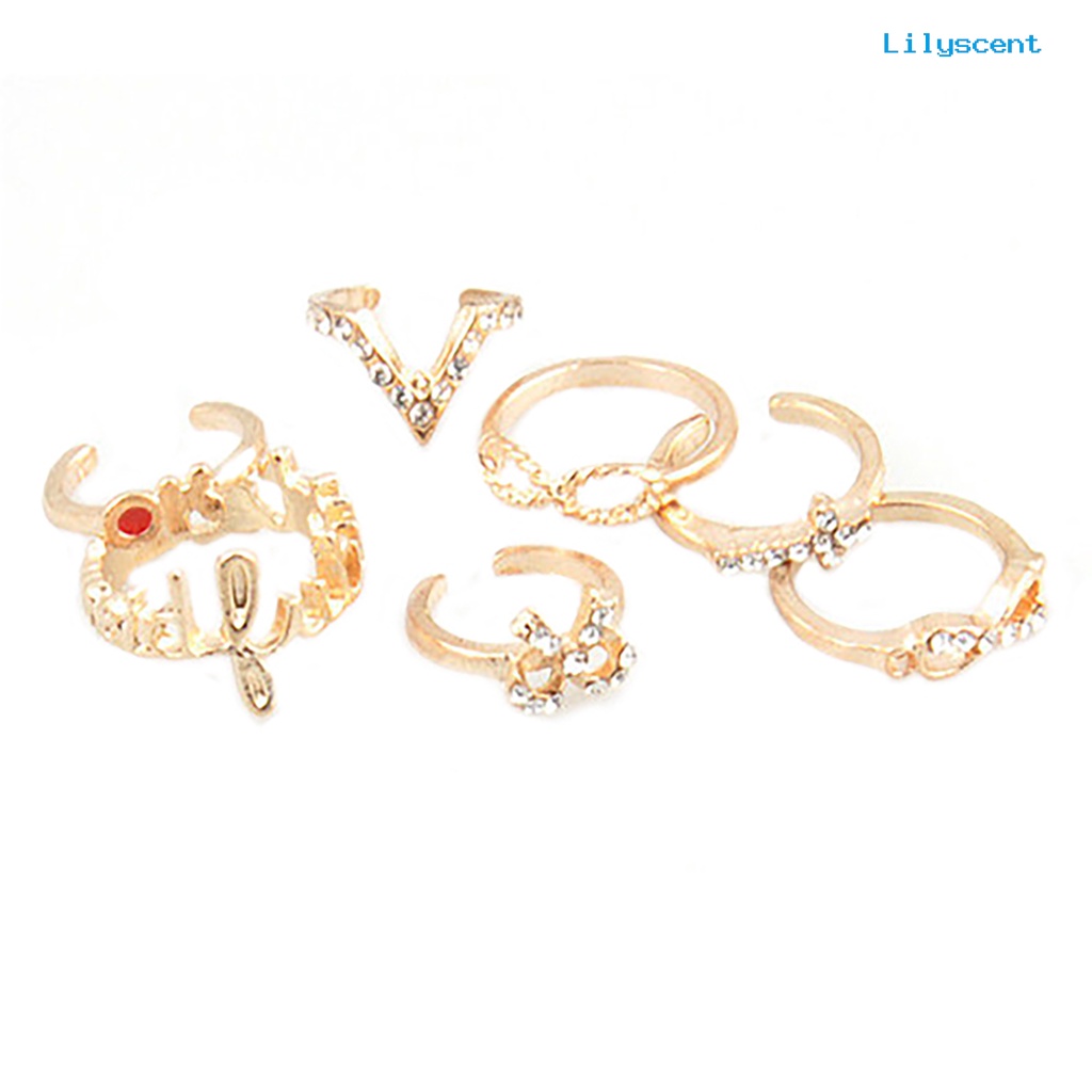 Ls 7Pcs Cincin Midi Bentuk Kupu-Kupu Bahan Alloy Untuk Pesta