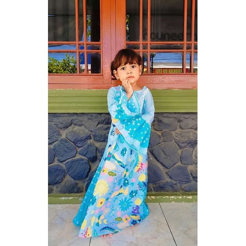 GAMIS ANAK NATURAL BLUE DRESS BY GIOK KIDS APPAREL & SCARF ORIGINAL