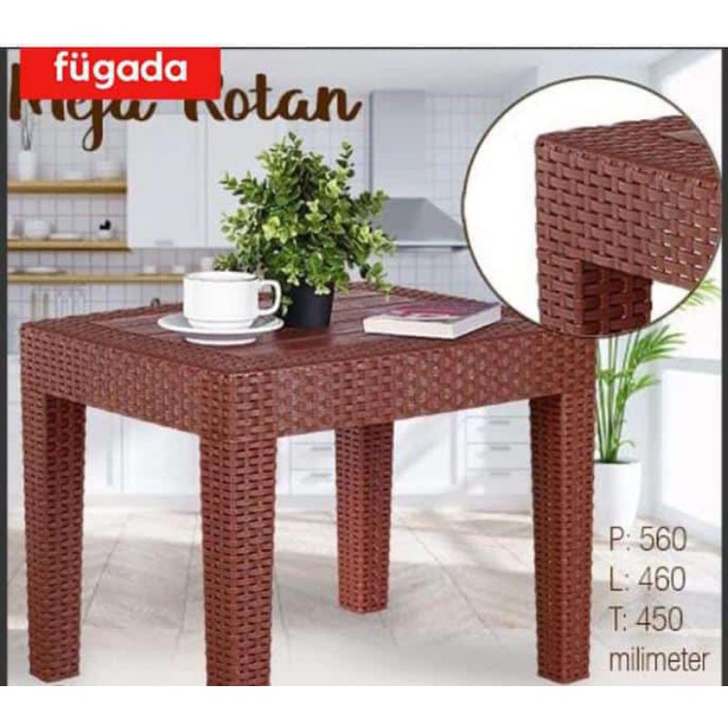 meja teras | sofa plastik anyaman rotan | meja tamu | meja plastik