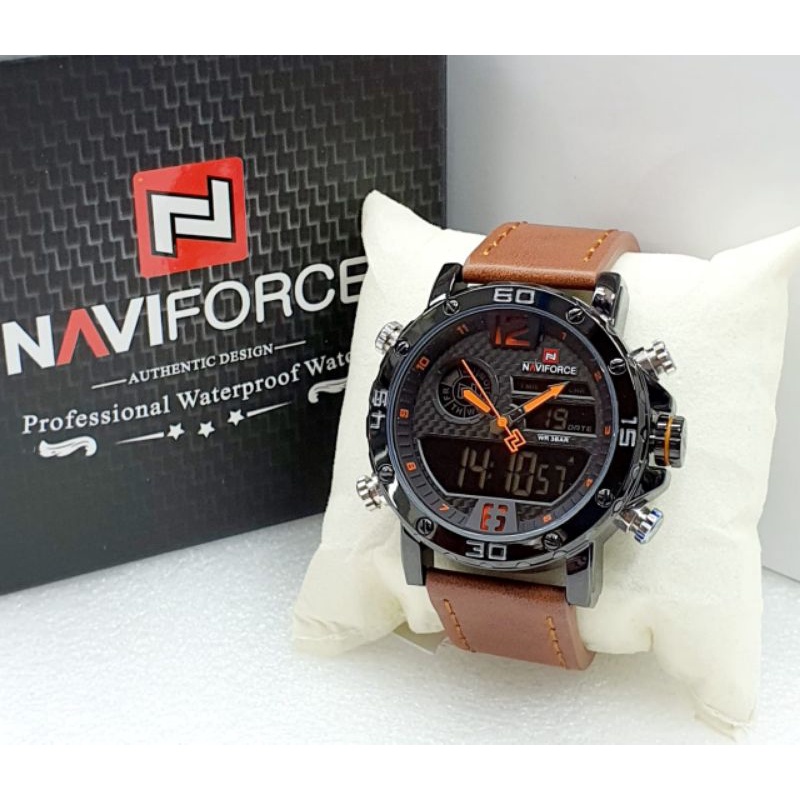 Jam Tangan Pria Naviforce Original 9134 Dual Time Tahan Air