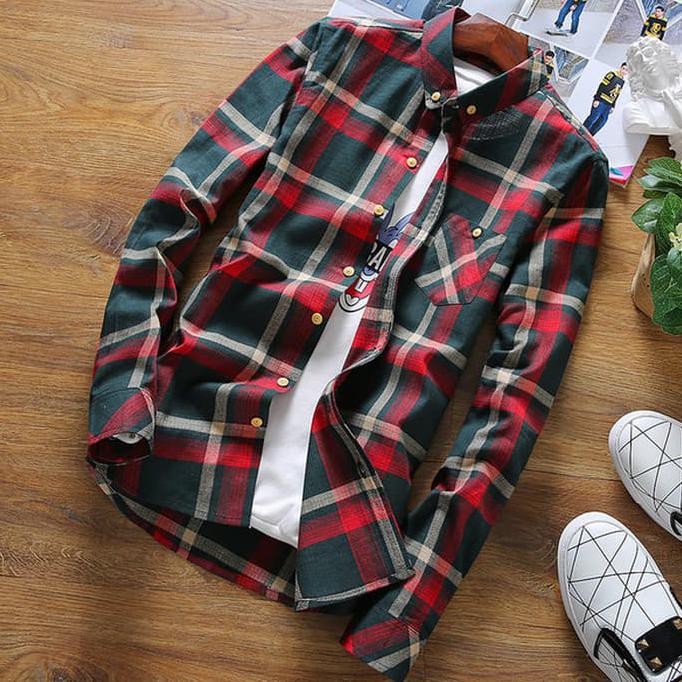 YUK BELI KEMEJA WANITA BURBERRY FLANEL COTTON KERAH PAKAIAN KERJA FASHION GAYA KEBURU HABIS..