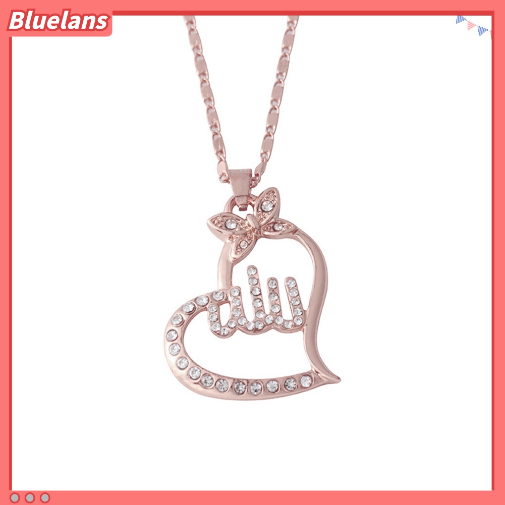 Bluelans Women Religious Islamic Muslim Arabic Allah Pendant Rhinestone Necklace Jewelry