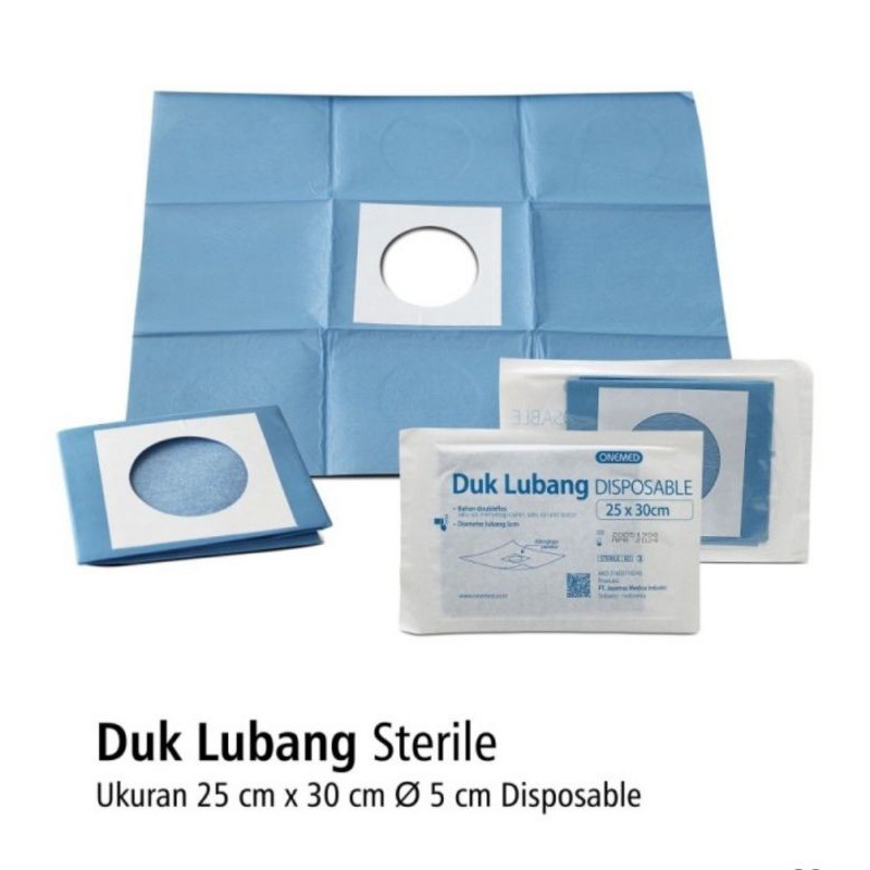 Duk lobang steril disposable 25×30 onemed/doek bolong steril