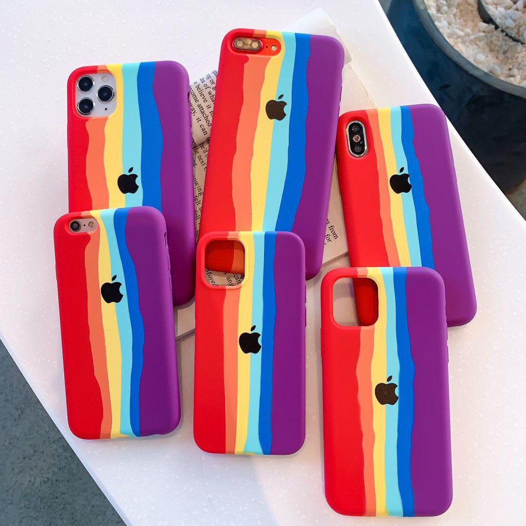 LC - Softcase Rainbow full cover iphone X XS XS MAX XR  silicone pelangi protective cover