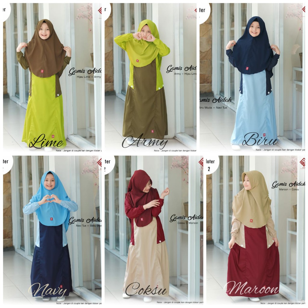 Gamis Anak Aidah Junior Plus Hijab (usia 8-14 thn) ANV Batch 2