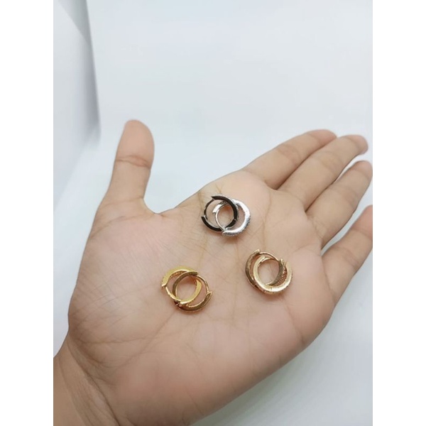 anting jepit donat full mp / anting perak asli silver 925 lapis emas/ anting fashion wanita impor