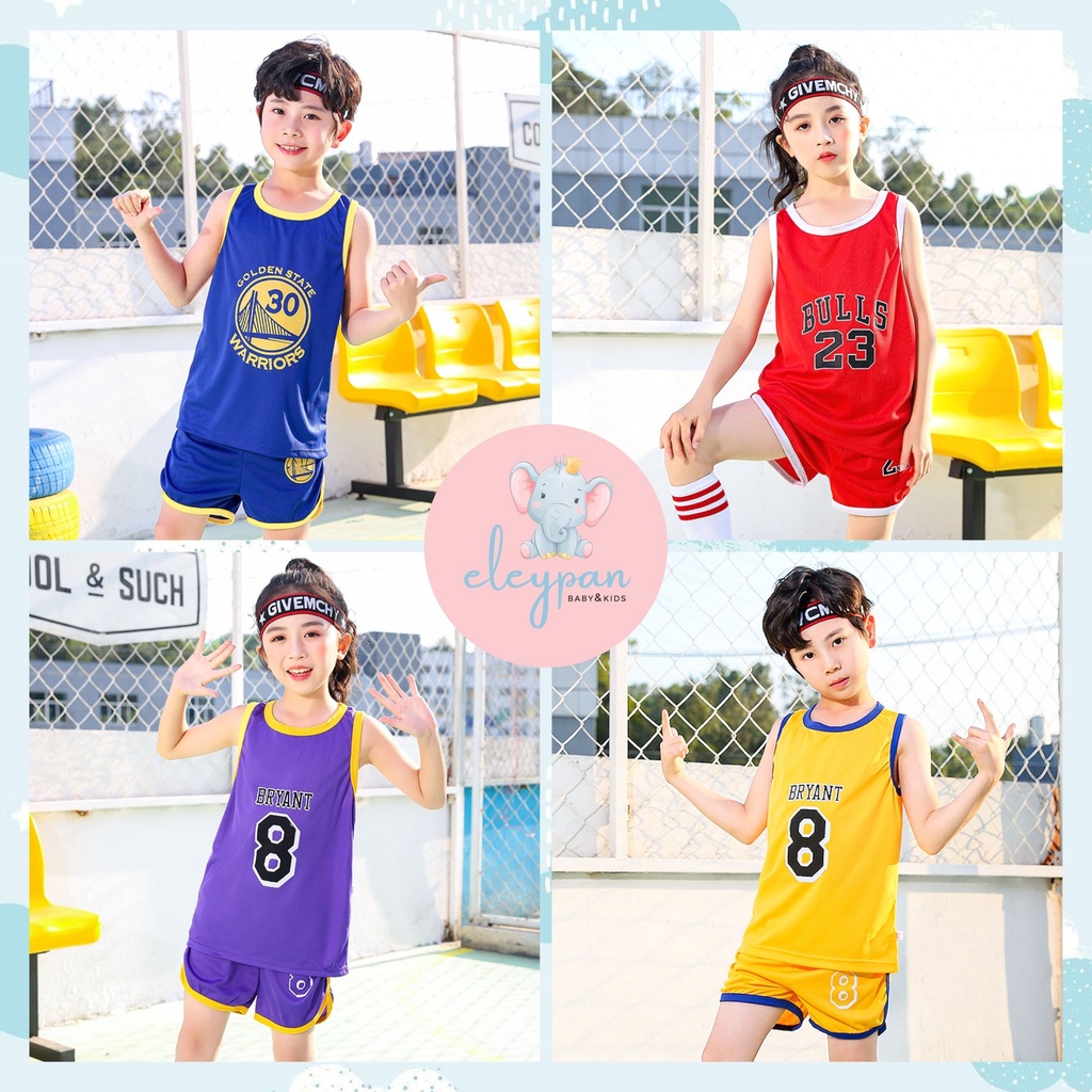 Baju Olahraga Basket Anak / Pakaian Olahraga Outdoor Anak / Baju Sport Anak / Setelan Jersey Anak Impor / Set Jersey Basket Anak NBA Lakers Stephen Curry Kobe Bryant / Baju Anak Keren