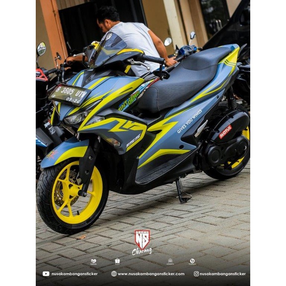 DECAL AEROX ABU ABU KUNING FOTO ASLI