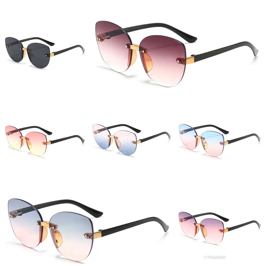 LDS KC04 Sunglasses Kacamata Hitam/Gradien Bentuk Oval No frame Women Fashion Anti Radiasi New Arrival Import