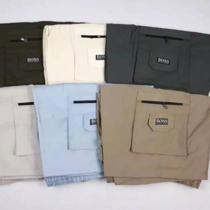 ☄ CARGO BOSS Celana Hawai Pria Dewasa 7/8 Celana Pendek Ukuran Jumbo ➳