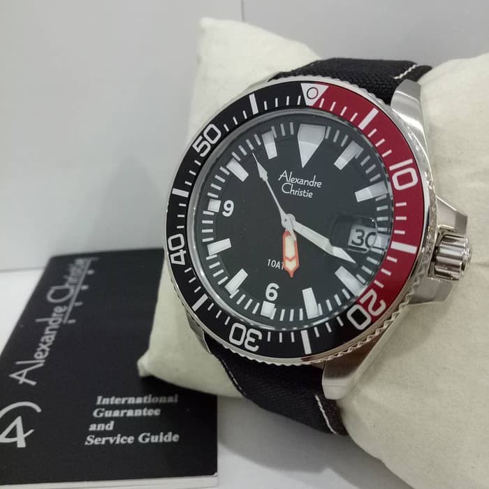 PROMO JAM PRIA ALEXANDRE CHRISTIE AC 6435 BLACK RED Original no rolex BEST SELLER